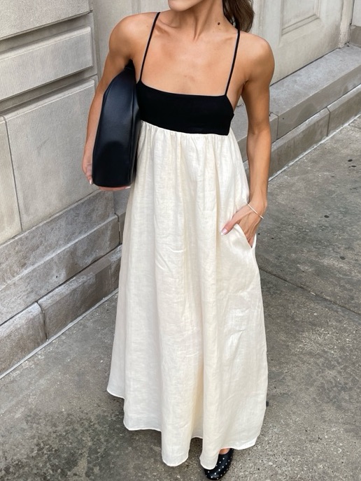 Black And White Contrast Midi Shift Dress